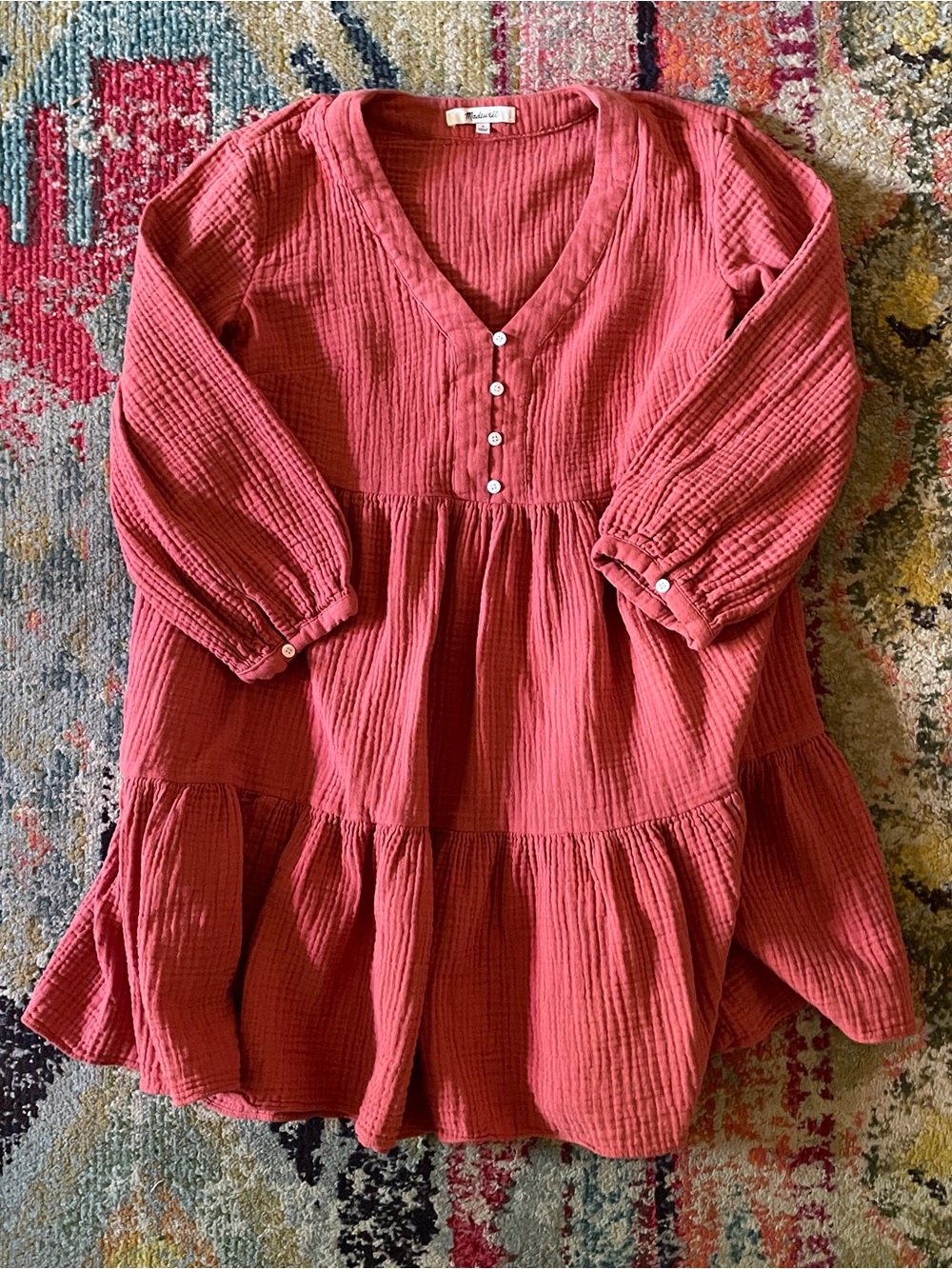 Madewell Dusty Coral Long Sleeve Dress